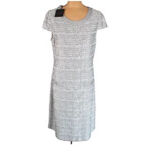 ST. JOHN Knits Ice Silver Sequin Eyelash Tweed Dress